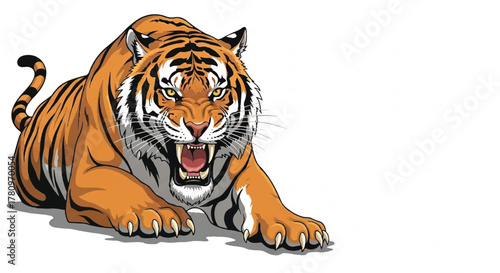 Intense Close-Up of a Roaring Tiger's Full Face, Symbolizing Aggression, Wildlife Power, and Apex Predator