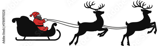 Flying Santa Sleigh with Reindeer Vector Art – Christmas Holiday Design
🎄 Elegant vector of Santa’s sleigh in motion, guided by reindeer. Ideal for holiday greetings, posters, or festive projects.