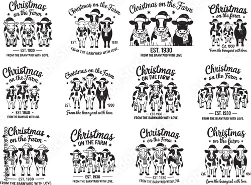 Christmas Highland Cow Farmhouse