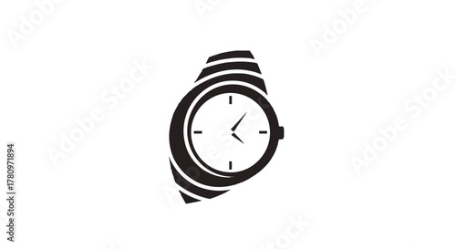 Simple Minimalist Icon of a Wrist Watch Showing the Time, Symbolizing Time Management, Punctuality, and Deadline