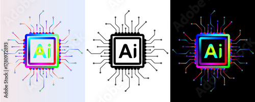 Elevate your brand with this modern AI technology icon featuring vibrant colors, a symbol of innovation, intelligence, and cutting-edge digital solutions.