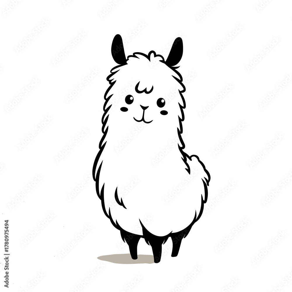 Obraz premium alpaca. alpaca simple black and white line art vector logo