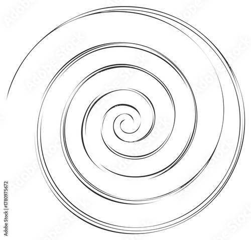 Abstract black spiral line art illustration swirling hypnotic vortex concept graphic design element