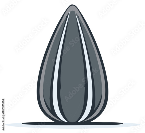 Single sunflower seed with shell detail, illustration, plant, nutrient rich food