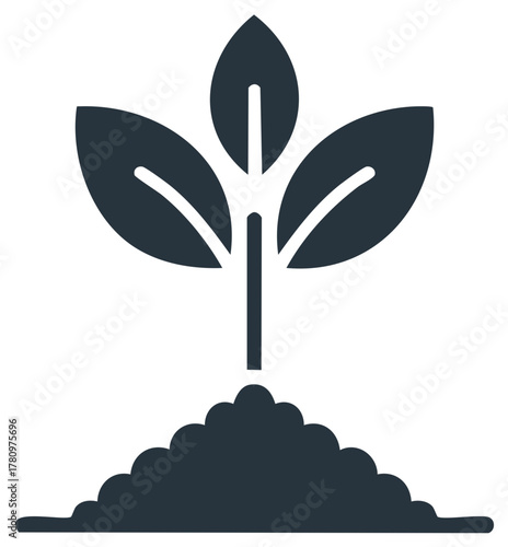 Plant sapling growing in soil heap vector icon seedling sprout cultivation gardening