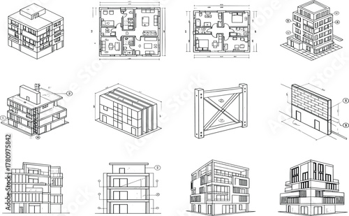 Structural Load Vector Illustrations – 10 Styles of Engineering, Construction, and Civil Design Diagrams