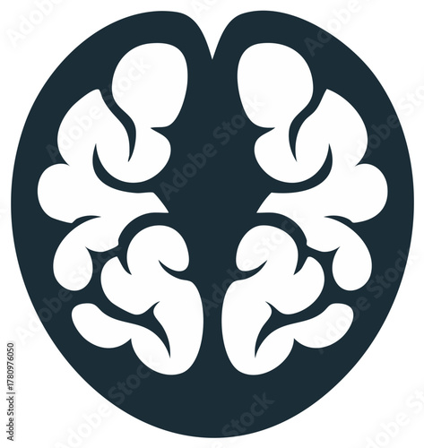 Stylized Human Brain Icon Minimalist Vector Graphic for Science and Mind