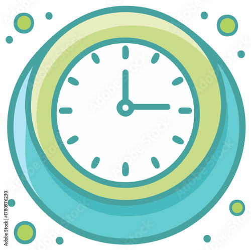 Modern Stylized Clock Icon with Green and Teal Colors for Time Management Concept