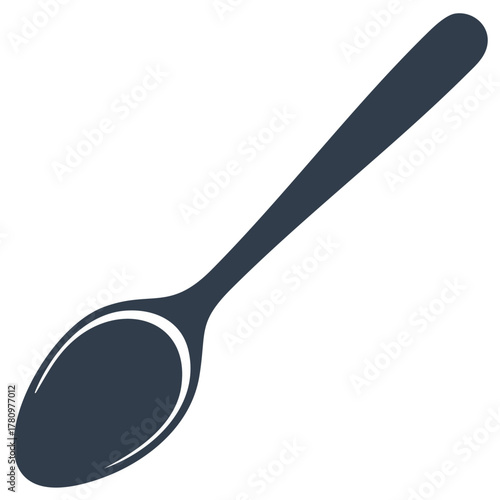 Simple dark blue spoon icon isolated on white background kitchenware utensil for eating cooking and serving