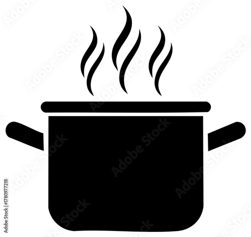 Steaming Pot Silhouette Icon for Cooking and Kitchen Illustrations