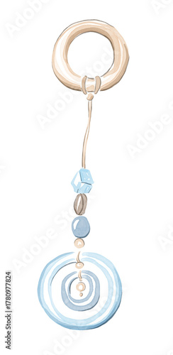 Watercolor Baby Mobile with rings