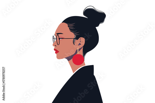 extravagant asian woman isolated