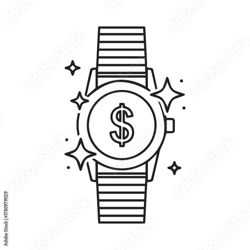 Man icon with a clock showing time and text 24h, representing 24hour service or availability