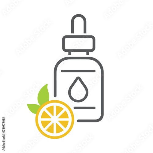 Lemon, essential oil, vector, icon.