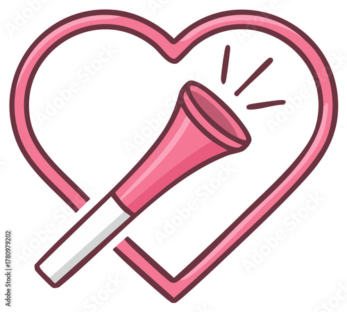 Pink heart with horn, celebratory design