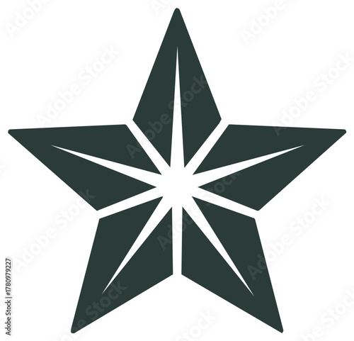 Minimalist geometric five-pointed star icon with faceted crystal design