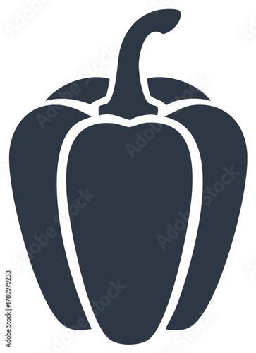 Stylized Pepper Illustration Simple Icon Dark Blue Design Fresh Vegetable Concept
