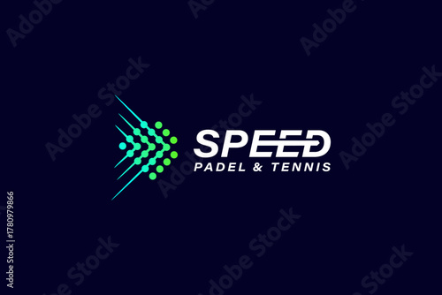 creative speed tennis and paddle symbol logo design vector illustration with gradient and bold styles