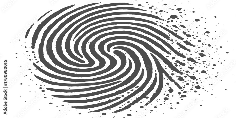 Fototapeta premium Black and white fingerprint art vector illustration with circular spiral line pattern and shape design on white background