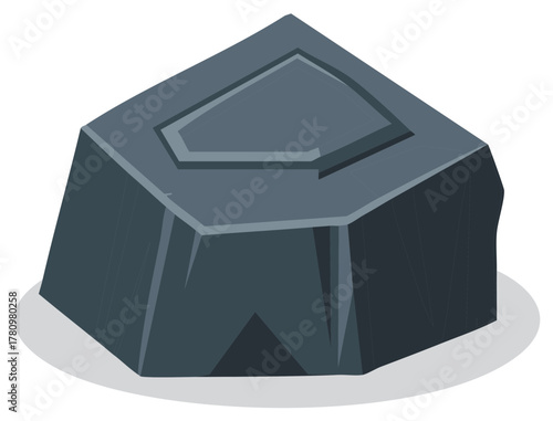 Stylized Dark Grey Cubic Rock Cave Entrance Isolated