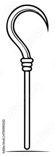 Illustration of an ancient Egyptian crook symbol, black and white