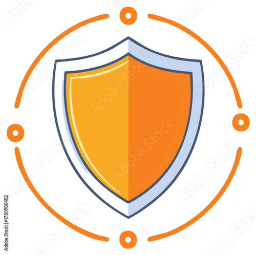Shield Icon with Connected Dots Illustrating Security Network and Data Protection Symbol