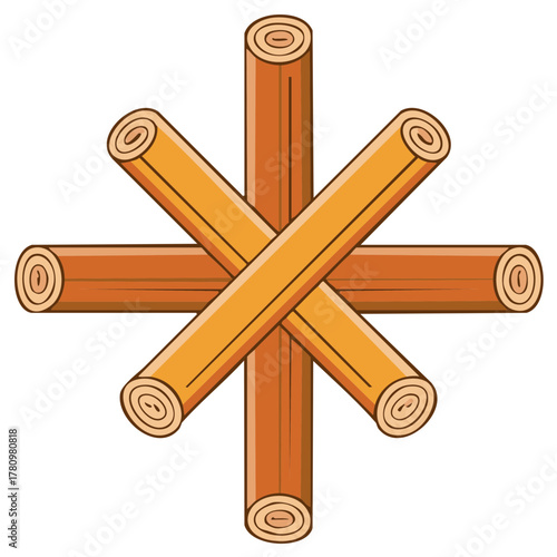 Arrangement of Wooden Logs Crossover Stacked Woodpile Firewood Timber