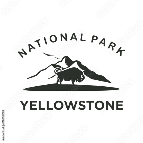 Yellow stone National Park vintage logo vector symbol illustration design
