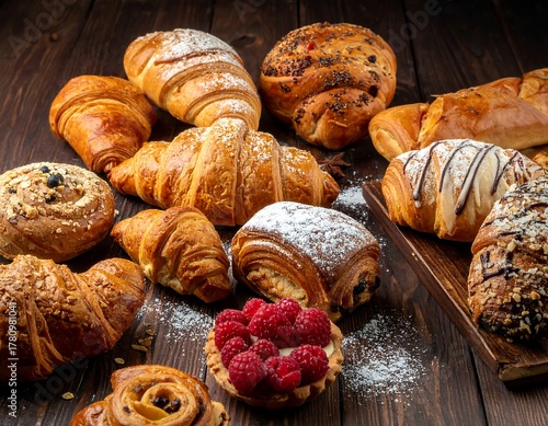 Wallpaper Mural Assortment of fresh pastries, including croissants and tarts Torontodigital.ca