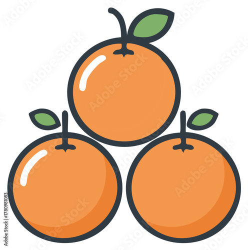 Stylized Orange Fruits Stacked Fresh Citrus Fruits Vector Illustration Design