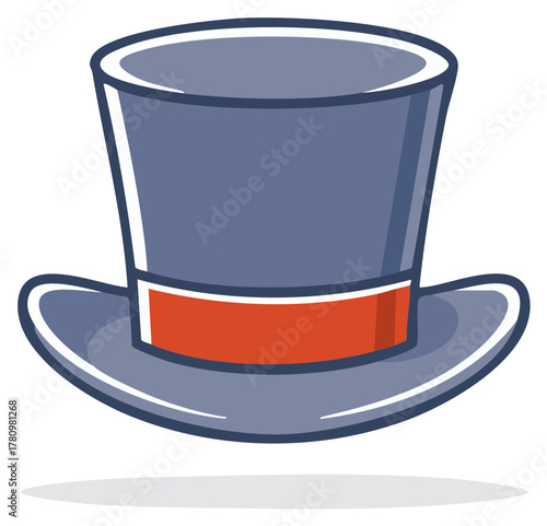 Classic Tall Top Hat with Red Ribbon Detail for Formal Events