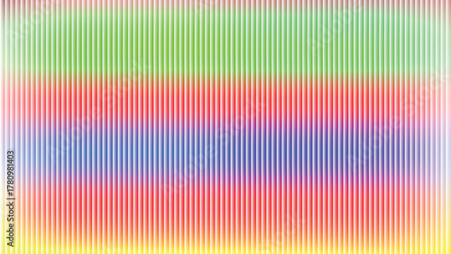 Vibrant abstract background design featuring a vertical color gradient blending green, red, blue, and yellow, accented with fine vertical lines for a modern striped texture