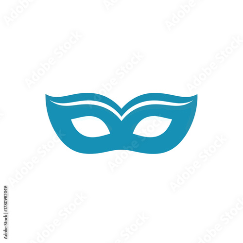 Abstract graphical teal mask design evoking mystery and festive occasions element