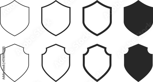 Security Shield and Protection Icon Set. Safety shield Symbol and Trust Badge sign. Privacy Guard