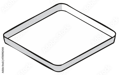 Abstract isometric square frame with rounded corners and gray shading, a versatile design element