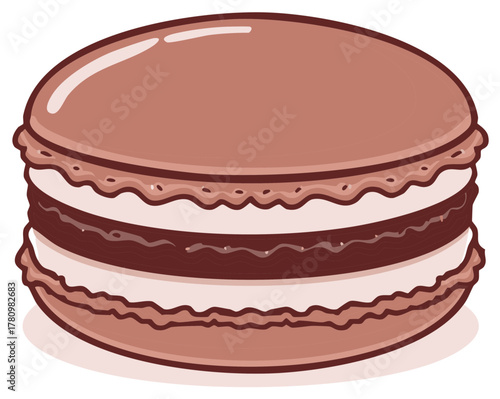 Chocolate Macaron with Cream Filling Sweet Food Dessert Pastry Treat