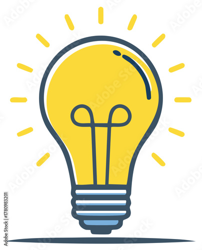 Glowing Lightbulb Symbol for Ideas and Innovation Yellow Color Creative Thinking