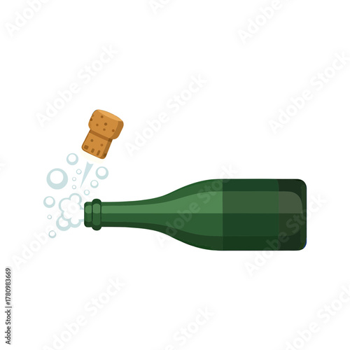 Celebratory fizz explosion: An illustration depicting a green bottle with a popping cork and