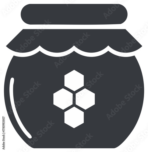 Honey jar icon with honeycomb pattern a simple vector graphic for natural sweet food