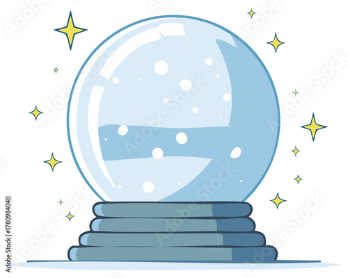 Magical Crystal Ball with Sparkling Stars for Fortune Telling and Future Prediction Illustration