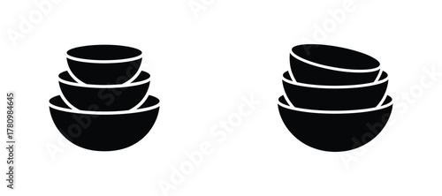 Stack of bowls, kitchenware for cooking and serving