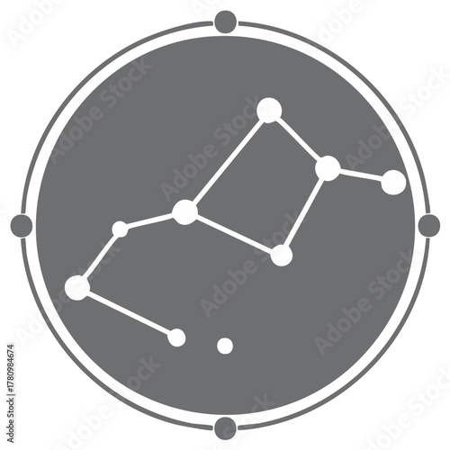 Scorpio Zodiac Sign Constellation Astrology in Circular Gray Graphic Element