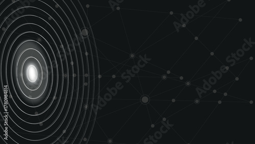 Cobweb pattern with morning dew drops on a dark background