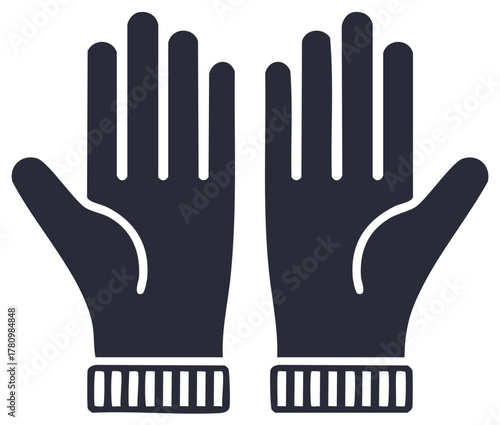 Hands with Gloves Open Gesture Isolated Graphic Design Illustration Black