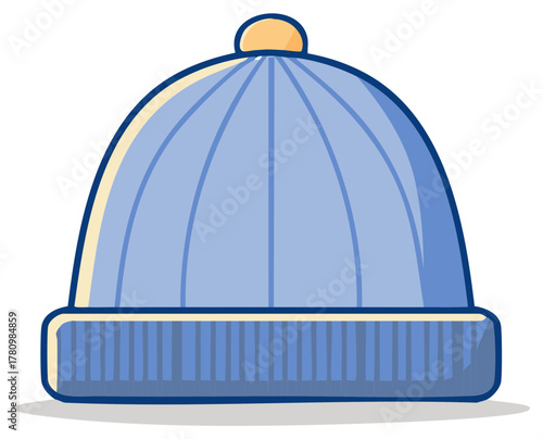 Cartoon Style Blue Knit Cap for Winter Cold Weather Warmth