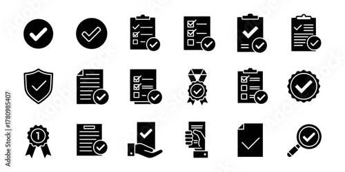 Checkmark icons set for verification and approval