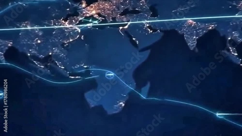 Global Network Connectivity Visualization of Earth at Night