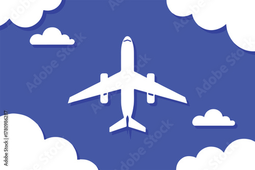 airplane vector top view of four engine jet cruising at high altitude