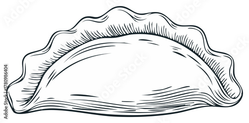Black and white dumpling illustration dumpling pierogi pasta food graphic