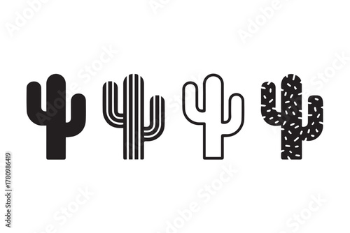cactus graphic set four cactus icons striped spotted outlined solid